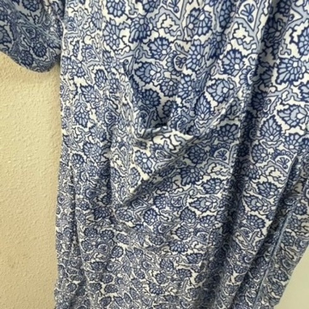 FatFace Womens Nightwear Robe Blue White Floral Print Viscose Belted Full Length - Picture 4 of 12